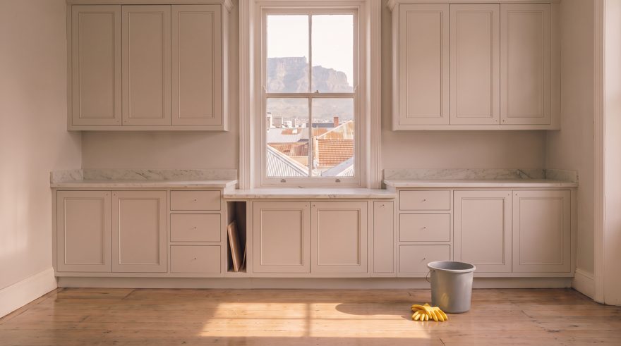 Keyframe 3, the window: tape off, Table Mountain and Salt River roofs through clean glass